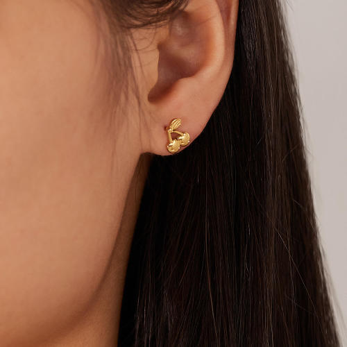 Wholesale Stainless Steel Cherry Earrings for Women
