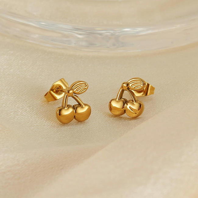 Wholesale Stainless Steel Cherry Earrings for Women
