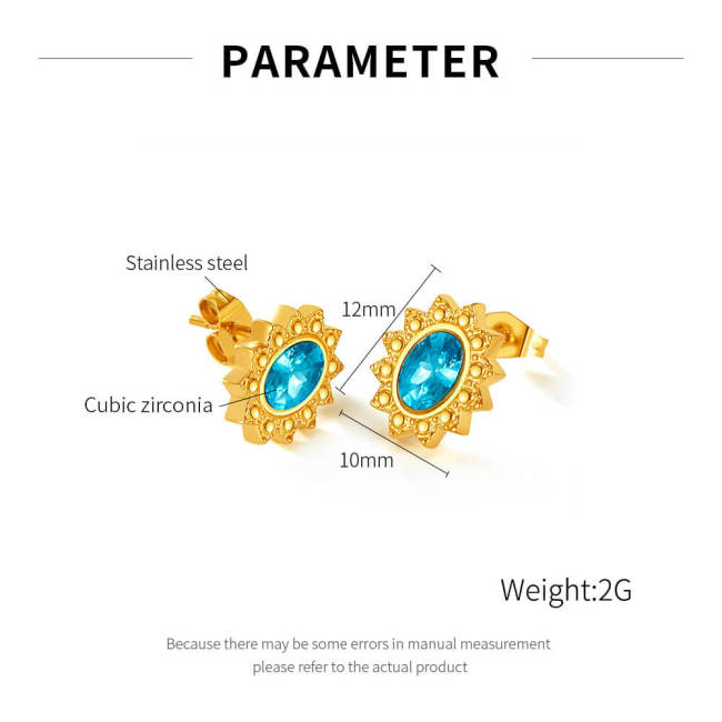 Wholesale Stainless Steel Sun CZ Stud Earrings
