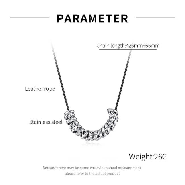 Wholesale Stainless Steel Women Fashion Leather Cord Necklace