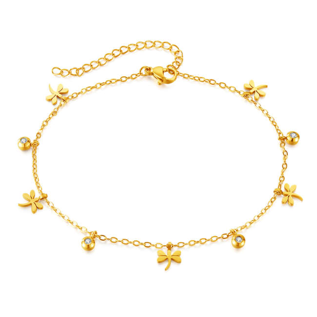Wholesale Stainless Steel Dragonfly Anklet