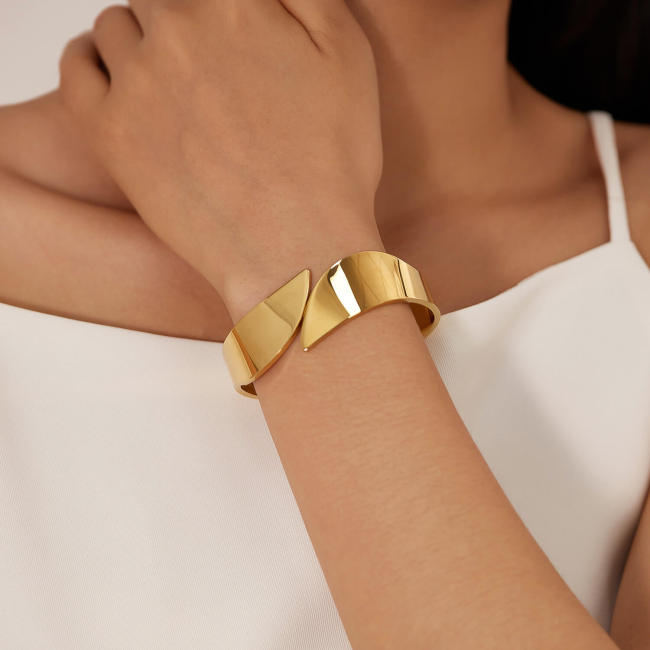 Wholesale Stainless Steel High Polished Wide Cuff Bangle