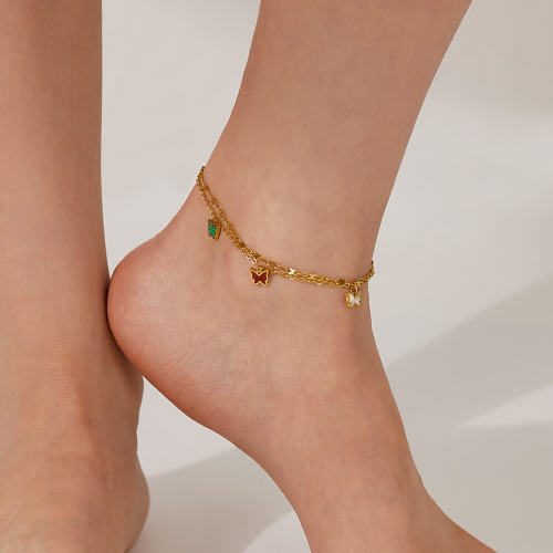 Wholesale Stainless Steel Double Stacked Anklet
