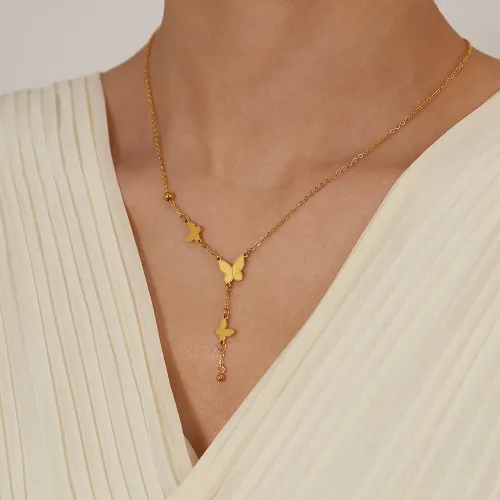 Wholesale Stainless Steel Butterfly Collarbone Necklace