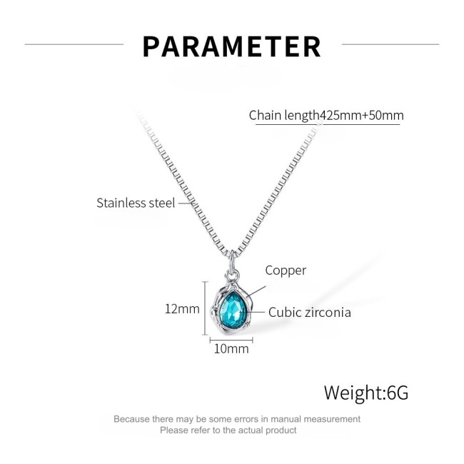 Wholesale Copper Drop Shape Pendant with Blue CZ