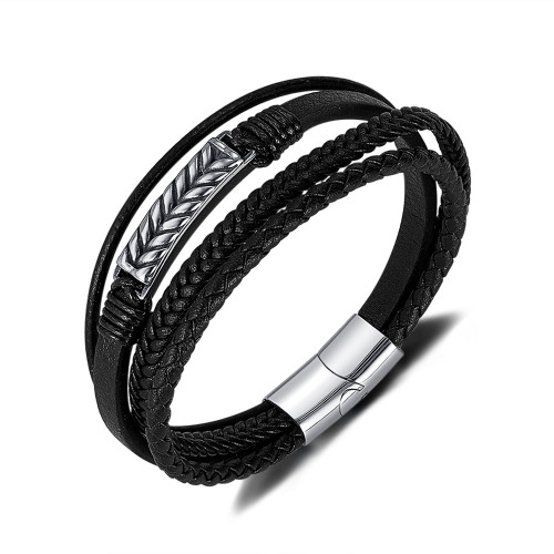 Wholesale Multi-layer Braided Leather Bracelet for Men