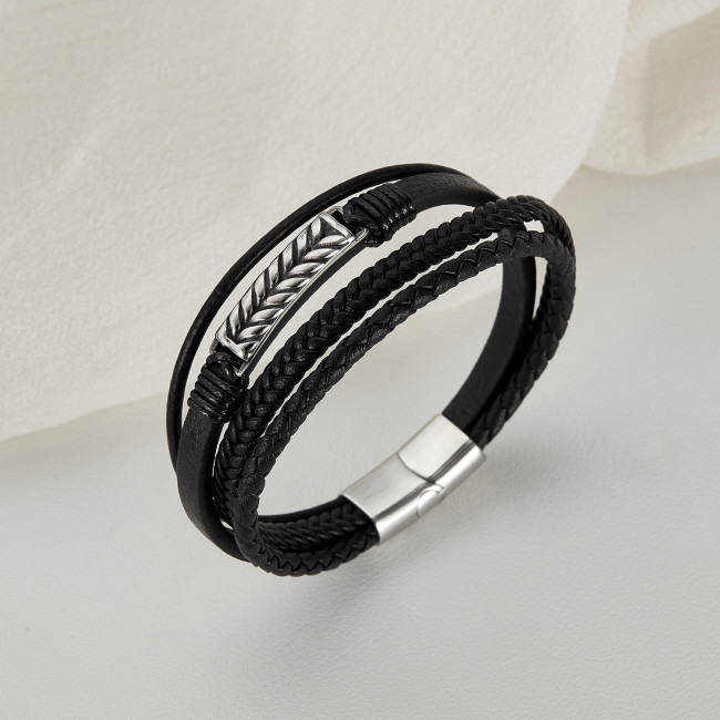 Wholesale Multi-layer Braided Leather Bracelet for Men