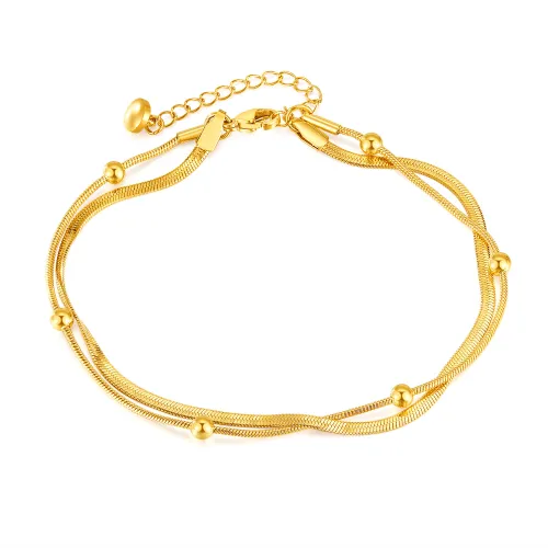 Wholesale Stainless Steel Double Layered Snake Chain Anklet