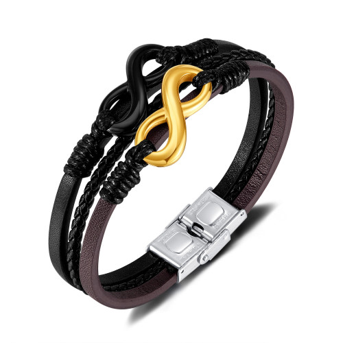 Wholesale Stainless Steel Infinity Leather Bracelet
