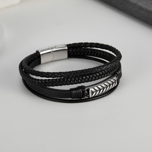 Wholesale Multi-layer Braided Leather Bracelet for Men