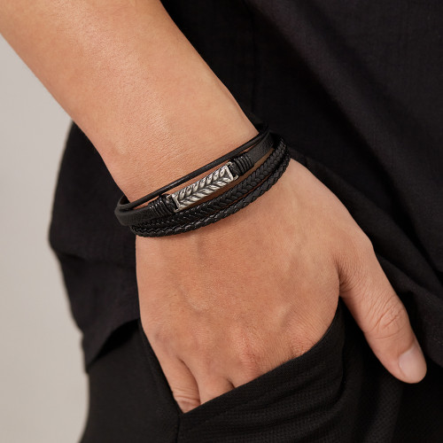 Wholesale Multi-layer Braided Leather Bracelet for Men
