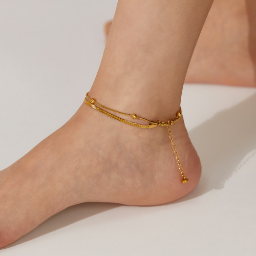 Wholesale Stainless Steel Double Layered Anklet