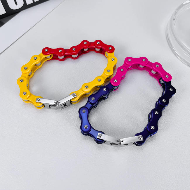 Wholesale Stainless Steel Two Tone Biker Bracelet