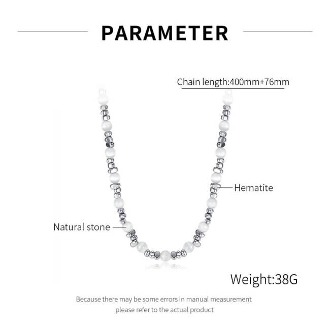 Wholesale Stainless Steel Natural Stone Beaded Necklace