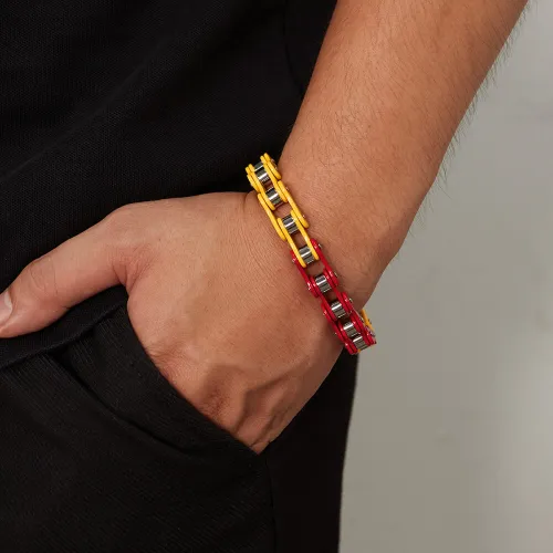 Wholesale Stainless Steel Two Tone Biker Bracelet