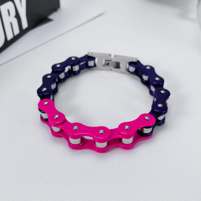 Wholesale Stainless Steel Two Tone Biker Bracelet