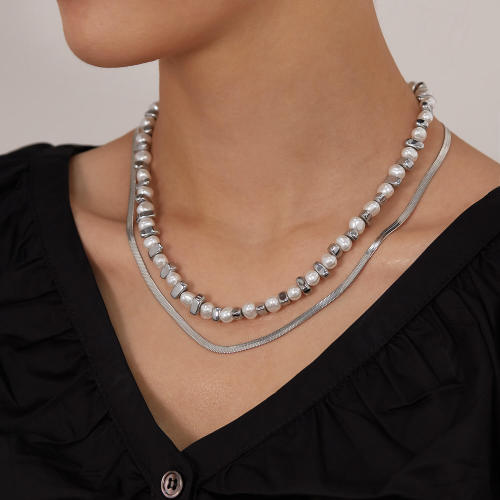 Wholesale Stainless Steel Stacked Snake Bone Chain