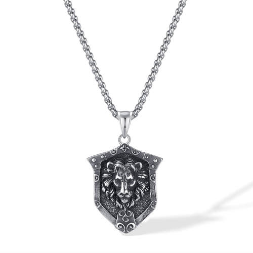 Wholesale Stainless Steel Lion Head Shield Pendant