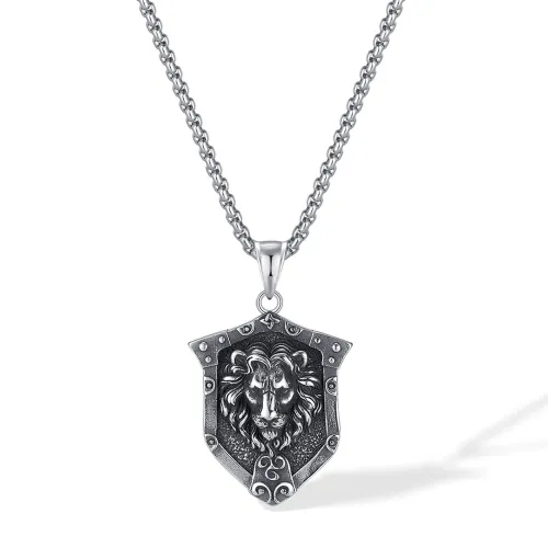 Wholesale Stainless Steel Lion Head Shield Pendant