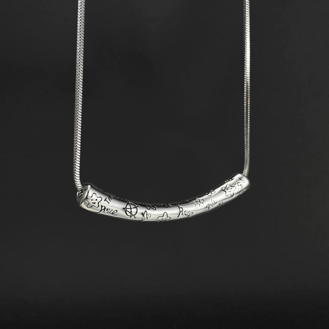 Wholesale Stainless Steel Star Flower Pattern Bar Necklace