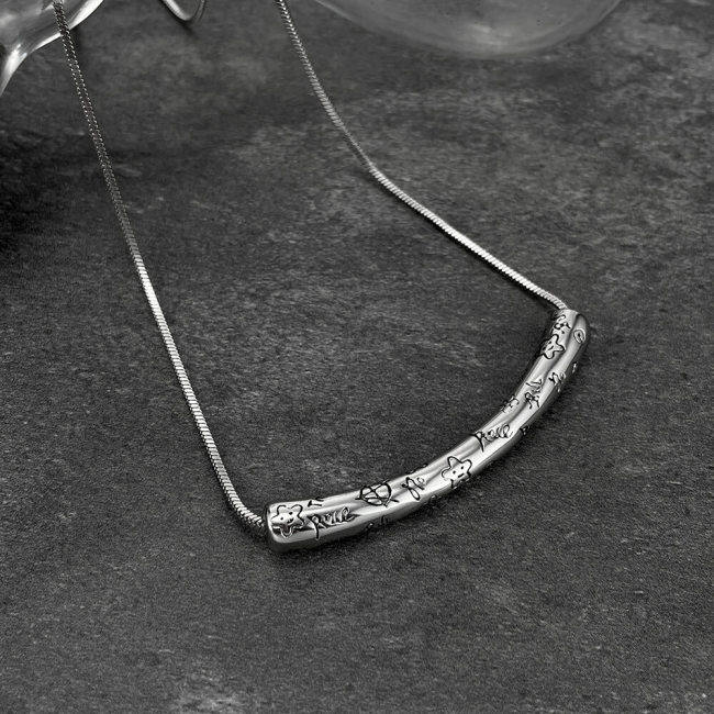 Wholesale Stainless Steel Star Flower Pattern Bar Necklace