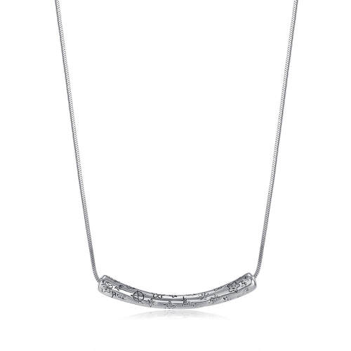 Wholesale Stainless Steel Star Flower Pattern Bar Necklace