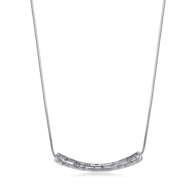 Wholesale Stainless Steel Star Flower Pattern Bar Necklace