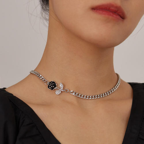 Wholesale Stainless Steel Rose Pendant Necklace