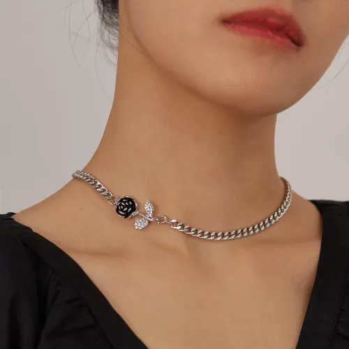 Wholesale Stainless Steel Rose Pendant Necklace