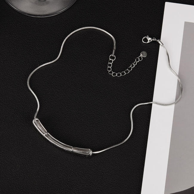 Wholesale Stainless Steel Star Flower Pattern Bar Necklace