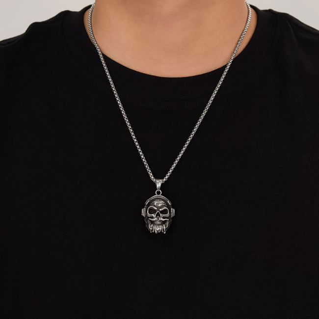 Wholesale Stainless Steel Skull Pendant with Headphones