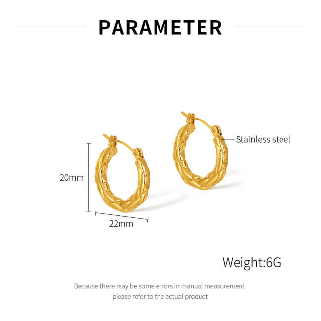 Wholesale Stainless Steel Gold-Plated Textured Earrings