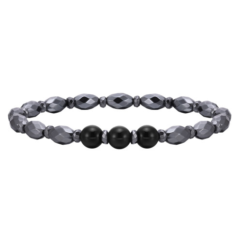 Wholesale Onyx Black Gallstone Hematite Beaded Bracelet