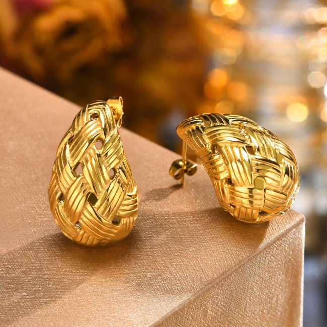 Wholesale Stainless Steel Teardrop Braided Earrings