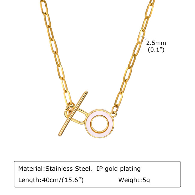 Wholesale Stainless Steel Gold Plated T-Bar Paperclip Necklace
