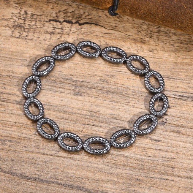Wholesale Black Gallstone Hematite Men's Bracelet