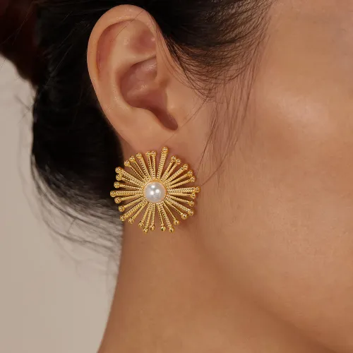 Wholesale Stainless Steel Dandelion Stud Earrings