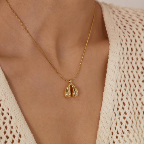 Wholesale Stainless Steel Creative CZ Drops Pendant Necklace