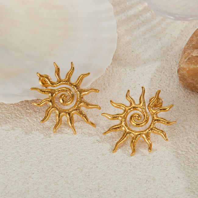 Wholesale Stainless Steel Sun Earrings