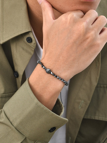 Wholesale Black Gallstone Hematite Rose Bracelet for Men