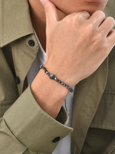 Wholesale Black Gallstone Hematite Rose Bracelet for Men