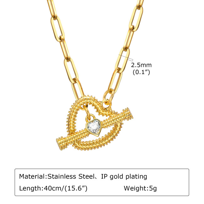Wholesale Stainless Steel Gold Plated T-Bar Paperclip Necklace