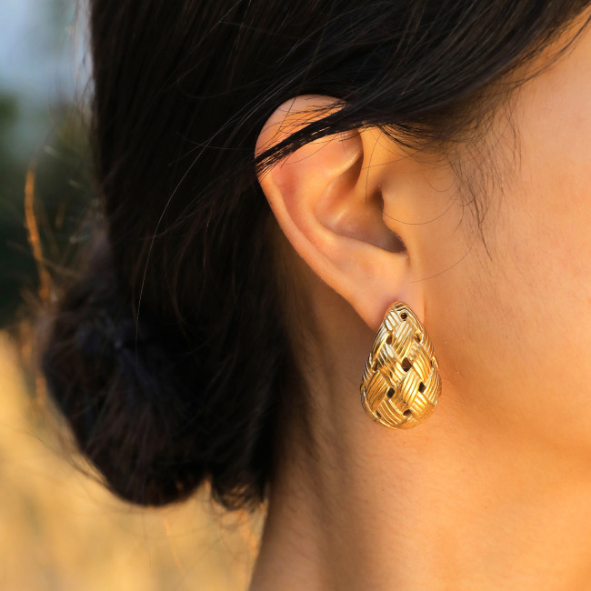 Wholesale Stainless Steel Teardrop Braided Earrings