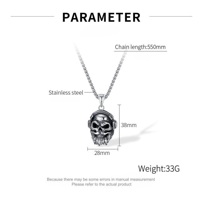 Wholesale Stainless Steel Skull Pendant with Headphones