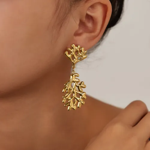 Wholesale Stainless Steel Coral Earrings