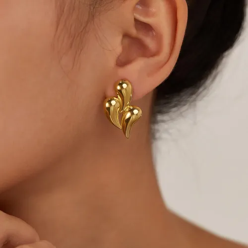 Wholesale Stainless Steel Three Teardrop Stud Earrings