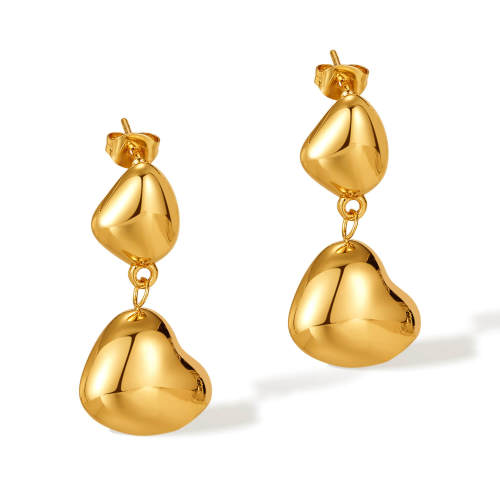 Wholesale Stainless Steel 3D Heart Drop Earrings