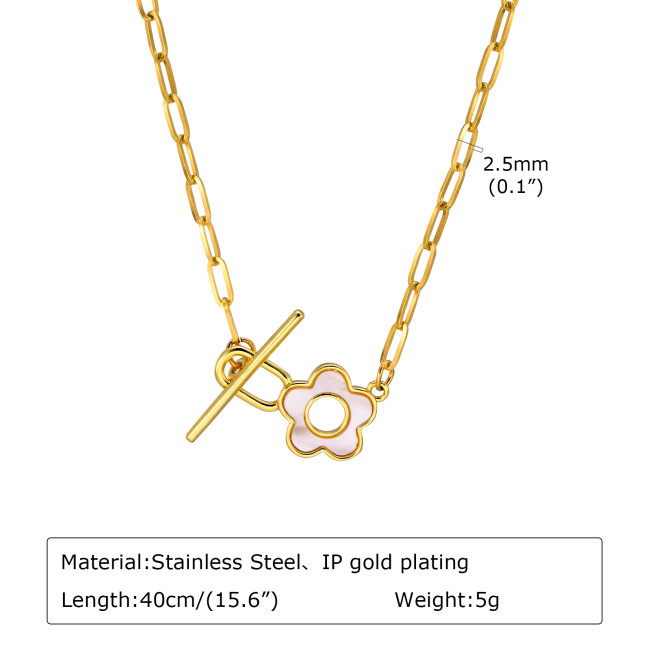 Wholesale Stainless Steel Gold Plated T-Bar Paperclip Necklace