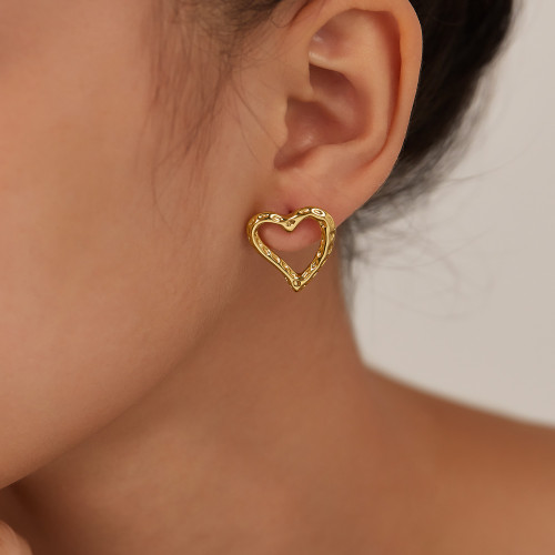 Wholesale Stainless Steel Hollow Heart Stud Earrings
