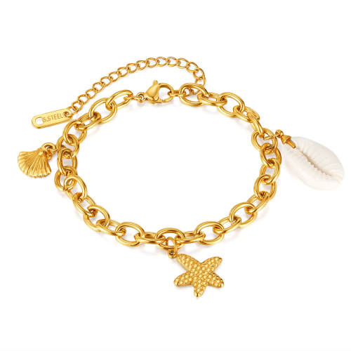 Wholesale Stainless Steel Starfish Shell Bracelet